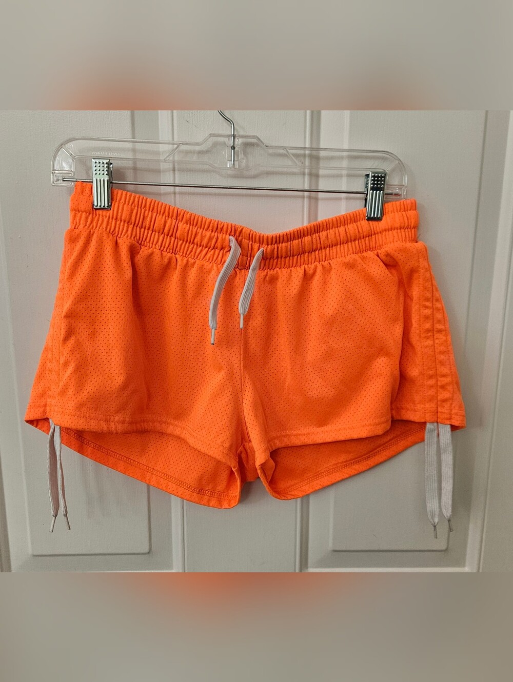 Cotton Candy Neon Orange Mesh Athletic Shorts XL Side Ties Drawstring Lounge